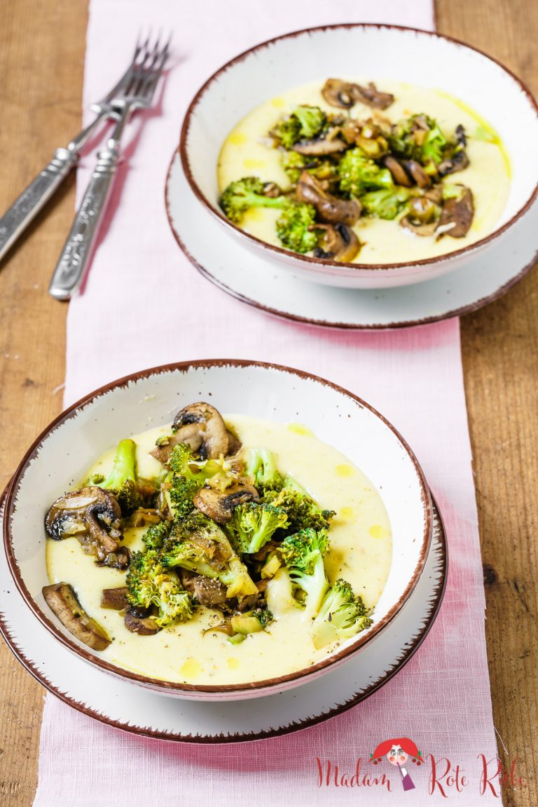 Cremige Polenta, Pilze und Brokkoli ein RuckzuckRezept nach Nigel