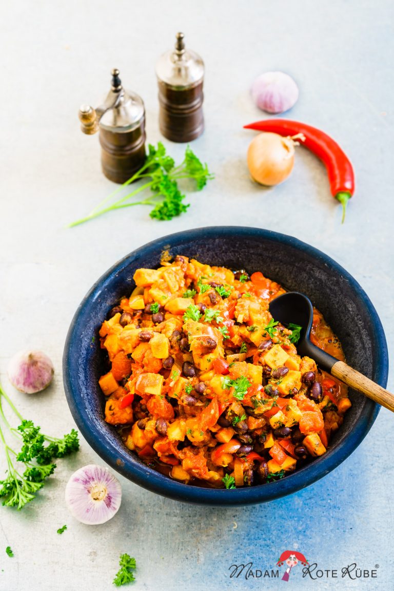 Barbecue-One-Pot mit Süßkartoffeln und schwarzen Bohnen - Madam Rote Rübe