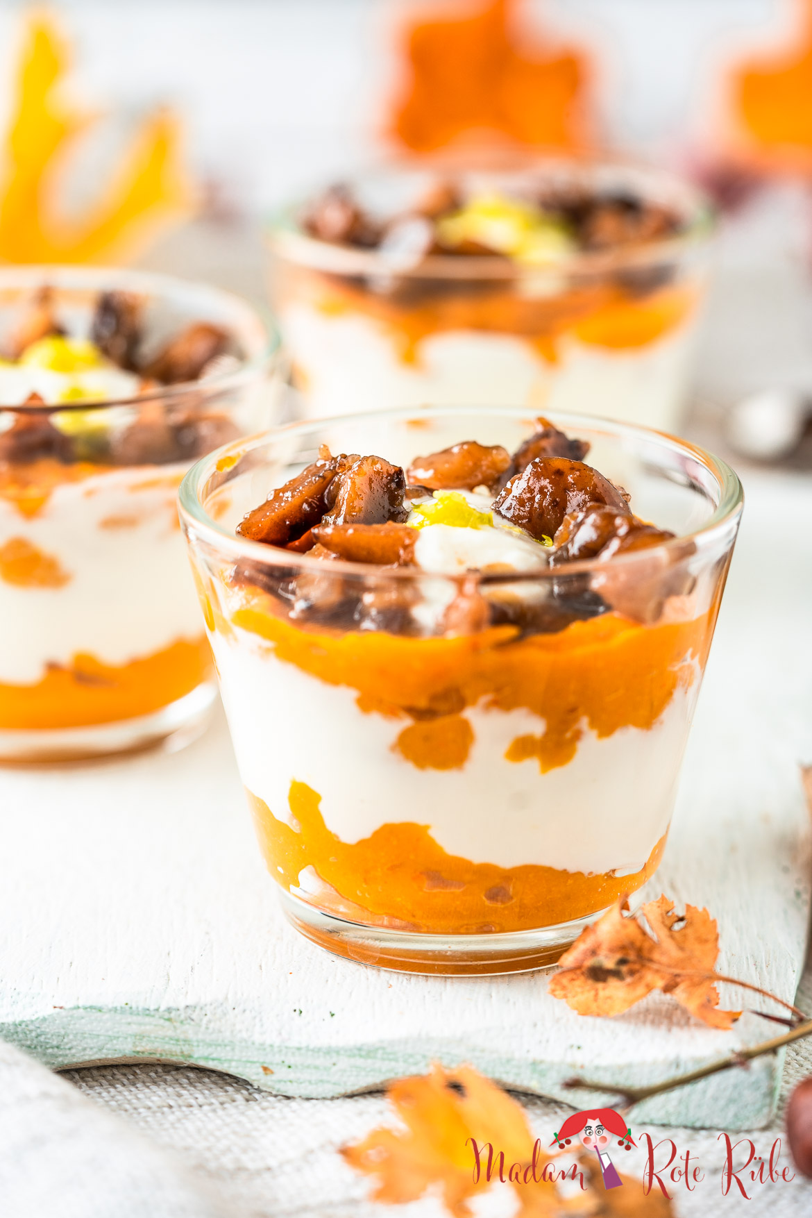 Madam Rote Rübe - Kürbis-Apfel-Maronen-Schichtdessert mit karamellisierten Maronen