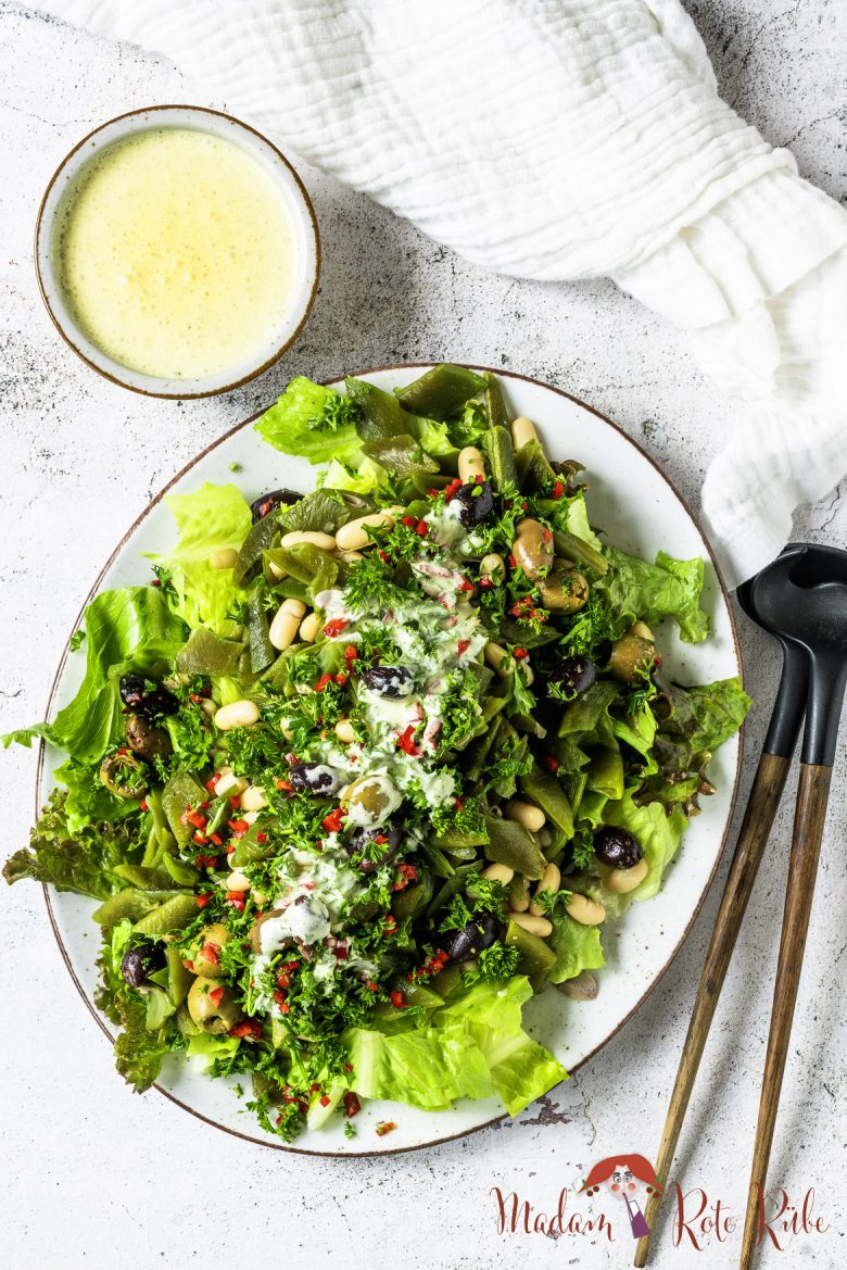Bohnen-Grillsalat mit Senfsoße - Madam Rote Rübe